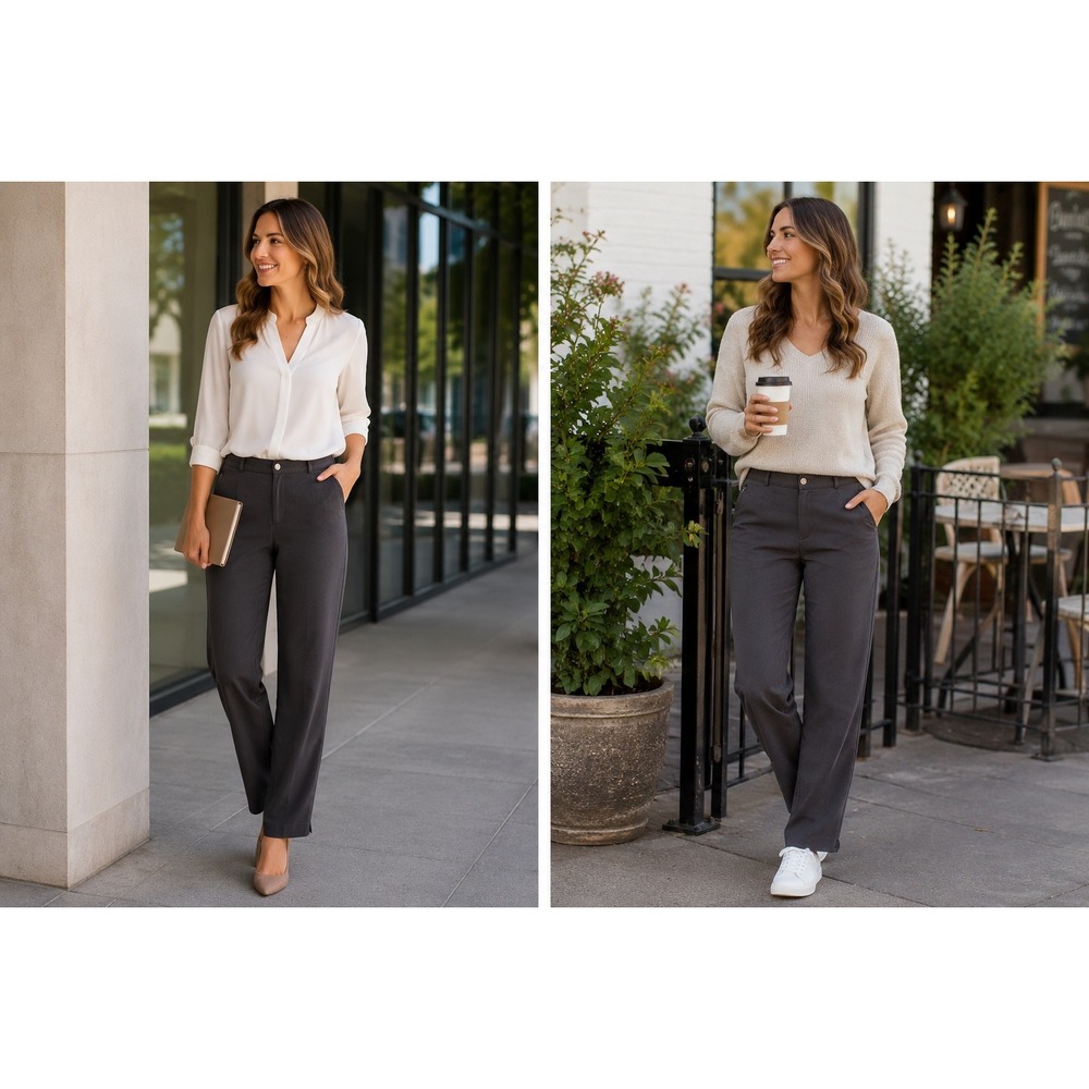 Siena High Fashion Brown Ribbed Trousers High Rise Zipper Pockets Size 34
